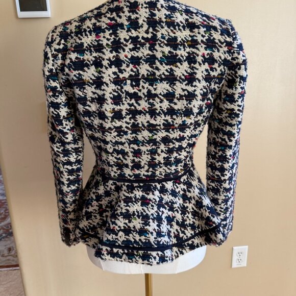 The Fold London Peplum Ivory and Navy Peplum jacket, size 4 - Picture 2 of 8